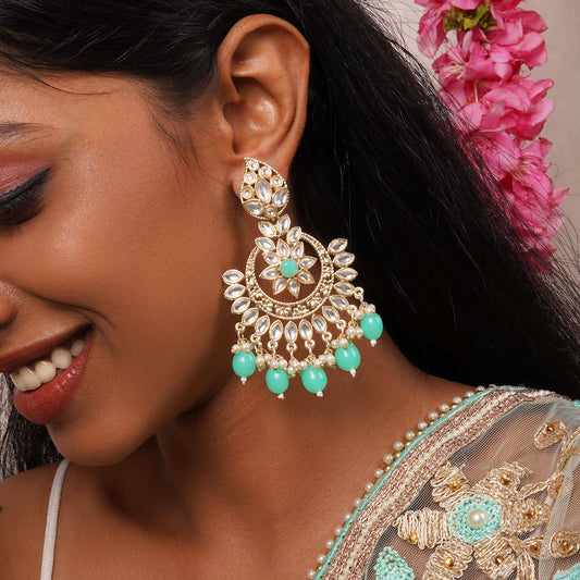 Teejh Trishika Mint Green Gold Enamel Earrings