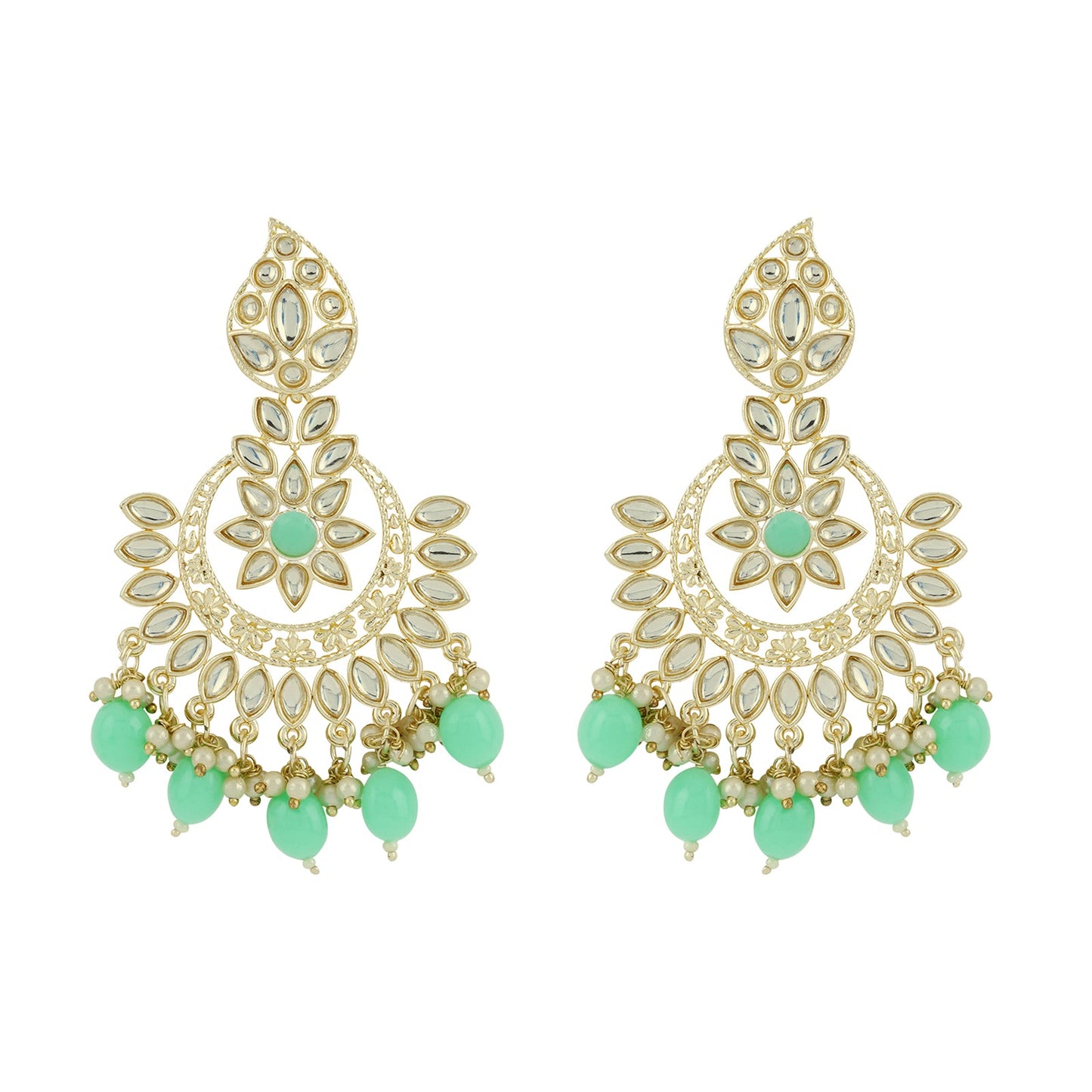 Teejh Trishika Mint Green Gold Enamel Earrings