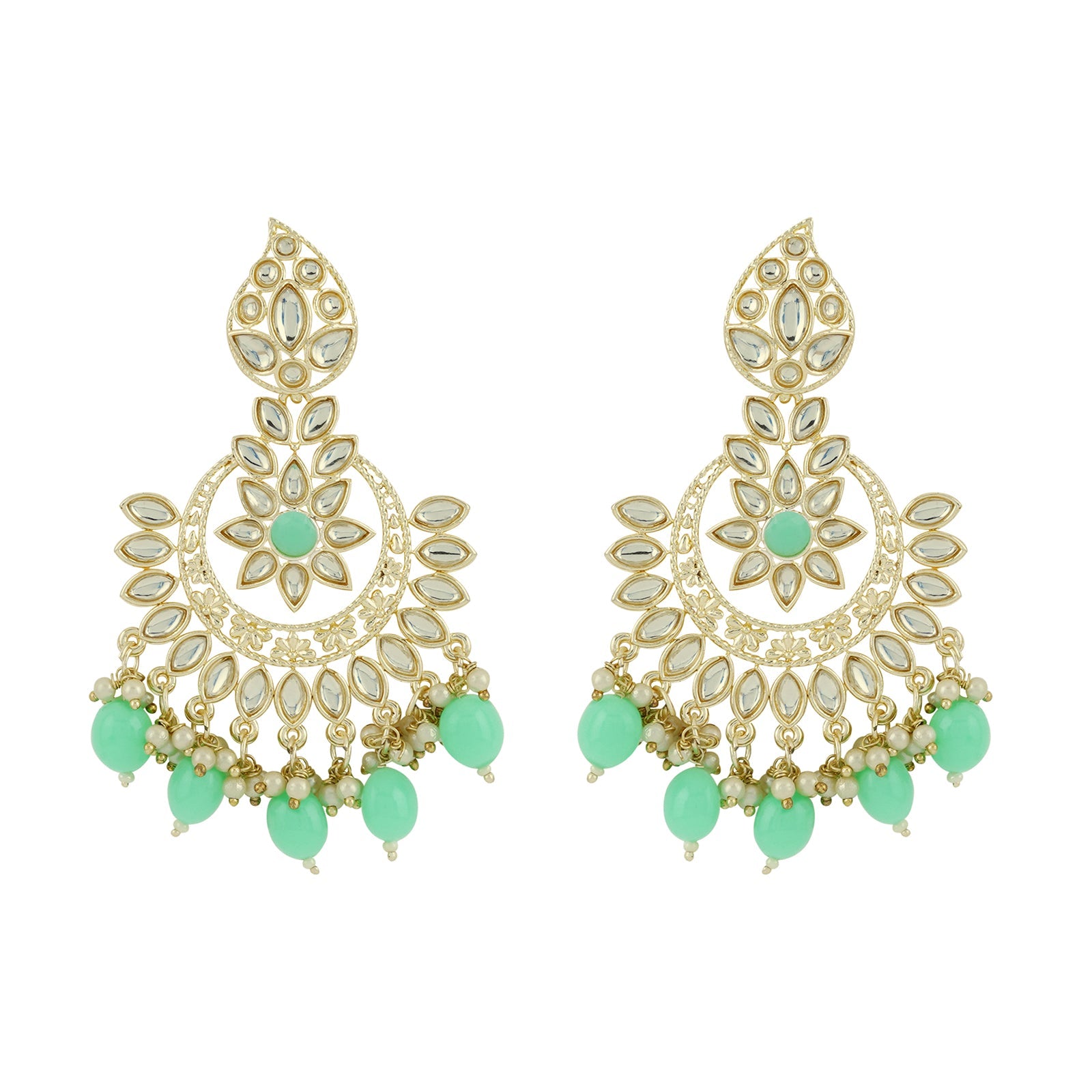 Teejh Trishika Mint Green Gold Enamel Earrings