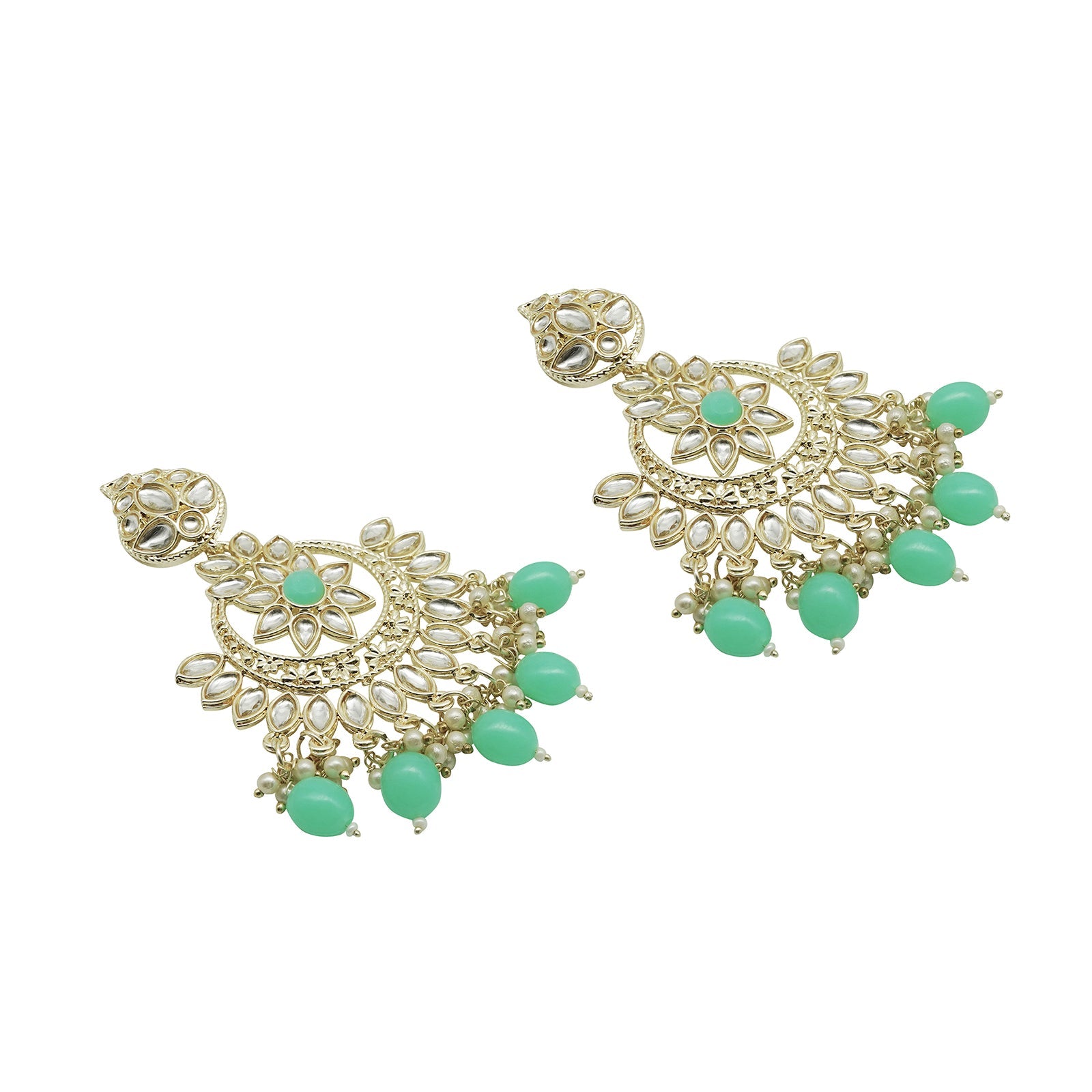 Teejh Trishika Mint Green Gold Enamel Earrings