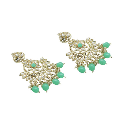 Teejh Trishika Mint Green Gold Enamel Earrings