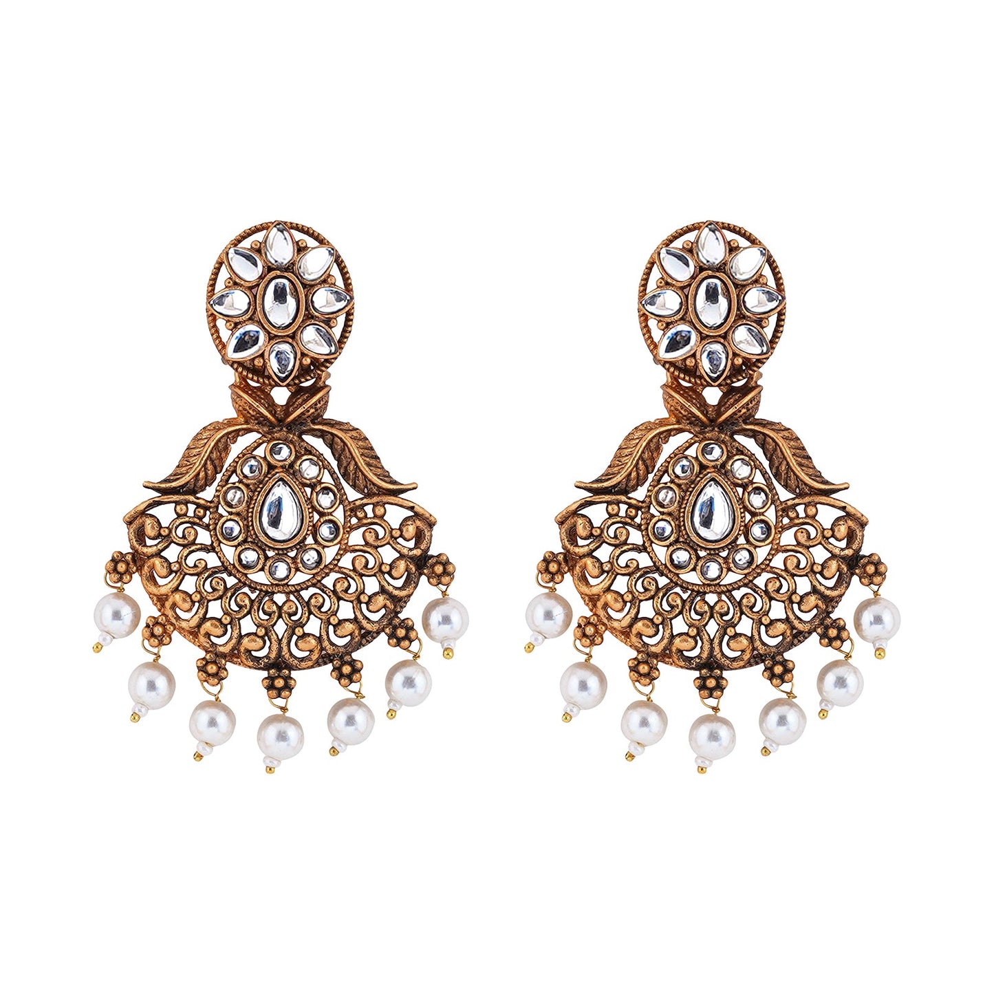 Teejh Vikasini White Gold Enamel Earrings