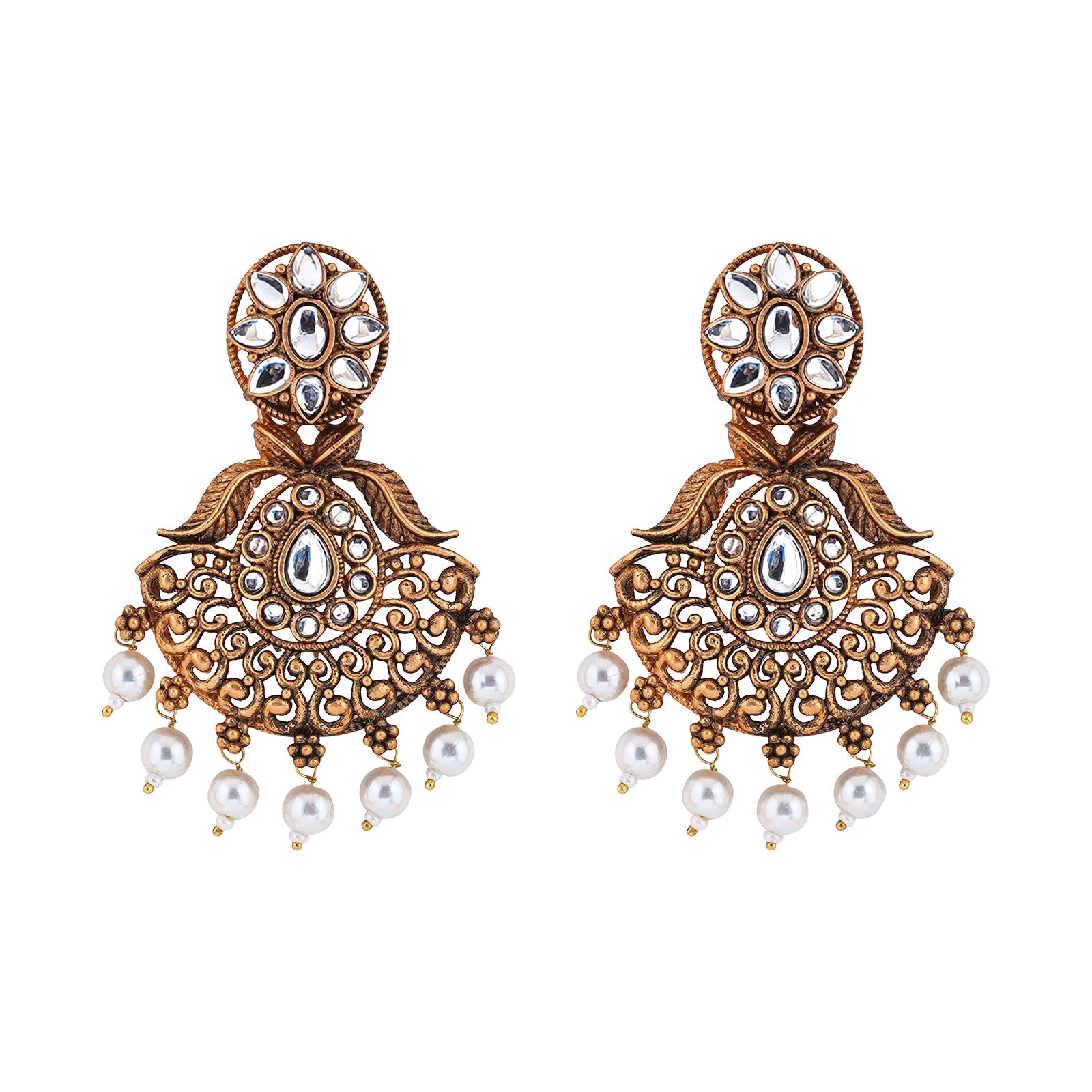Teejh Vikasini White Gold Enamel Earrings