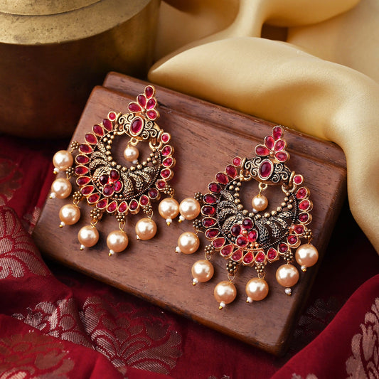 Teejh Saumya Magenta Gold Enamel Earrings