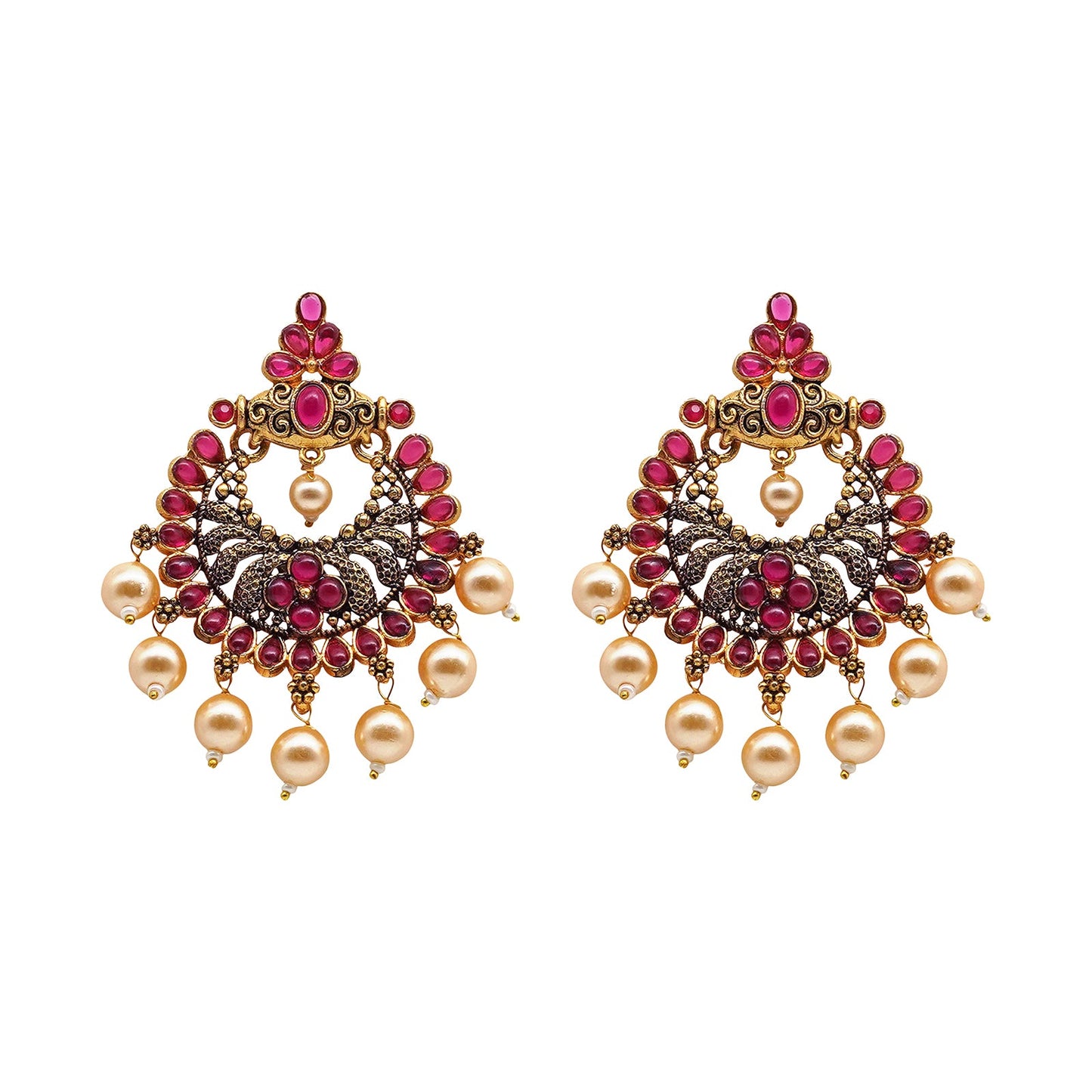 Teejh Saumya Magenta Gold Enamel Earrings