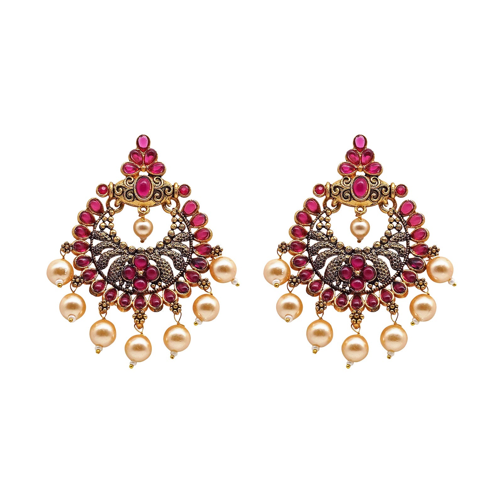 Teejh Saumya Magenta Gold Enamel Earrings