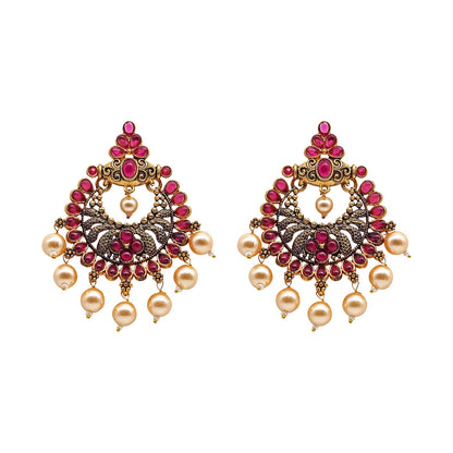 Teejh Saumya Magenta Gold Enamel Earrings