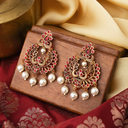 Teejh Siyaa Magenta Gold Enamel Earrings