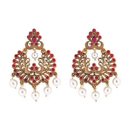 Teejh Siyaa Magenta Gold Enamel Earrings
