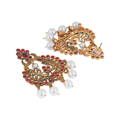 Teejh Siyaa Magenta Gold Enamel Earrings