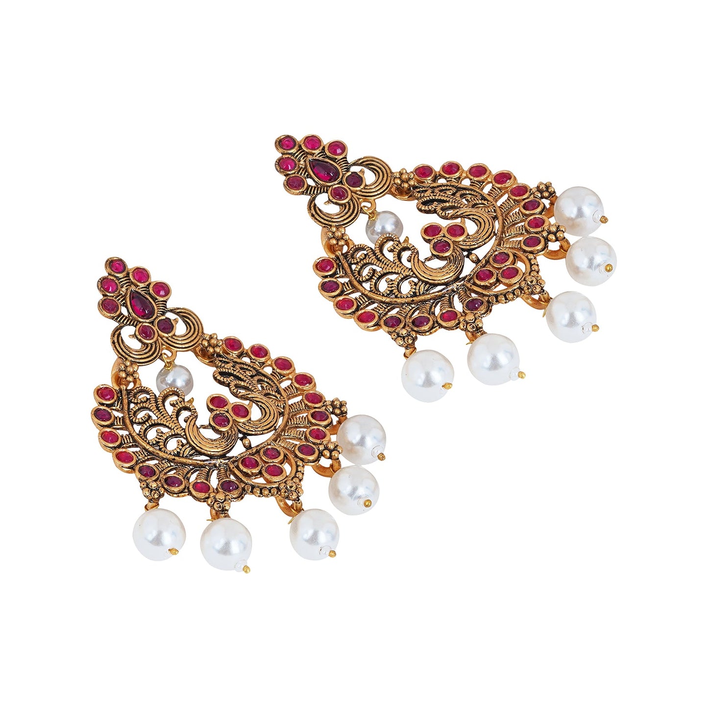 Teejh Siyaa Magenta Gold Enamel Earrings