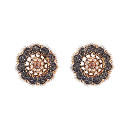 Teejh Pragya Dark Blue Gold Enamel Stud