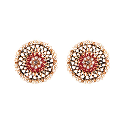 Teejh Vaani Red Gold Enamel Stud