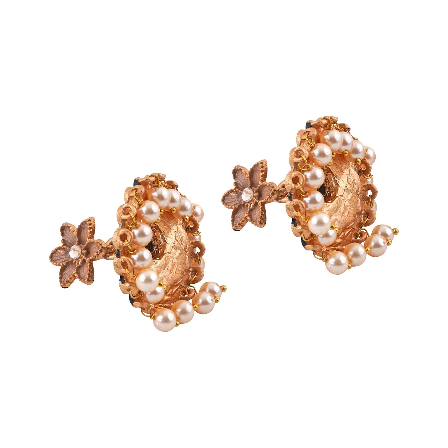Teejh Arika Nude Pink and Black Gold Enamel Earrings