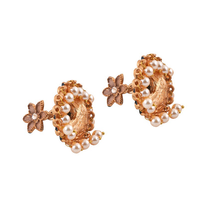 Teejh Arika Nude Pink and Black Gold Enamel Earrings