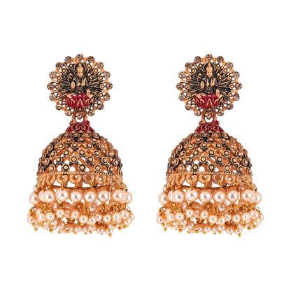 Teejh Chakriya  Pink Gold Enamel Earrings
