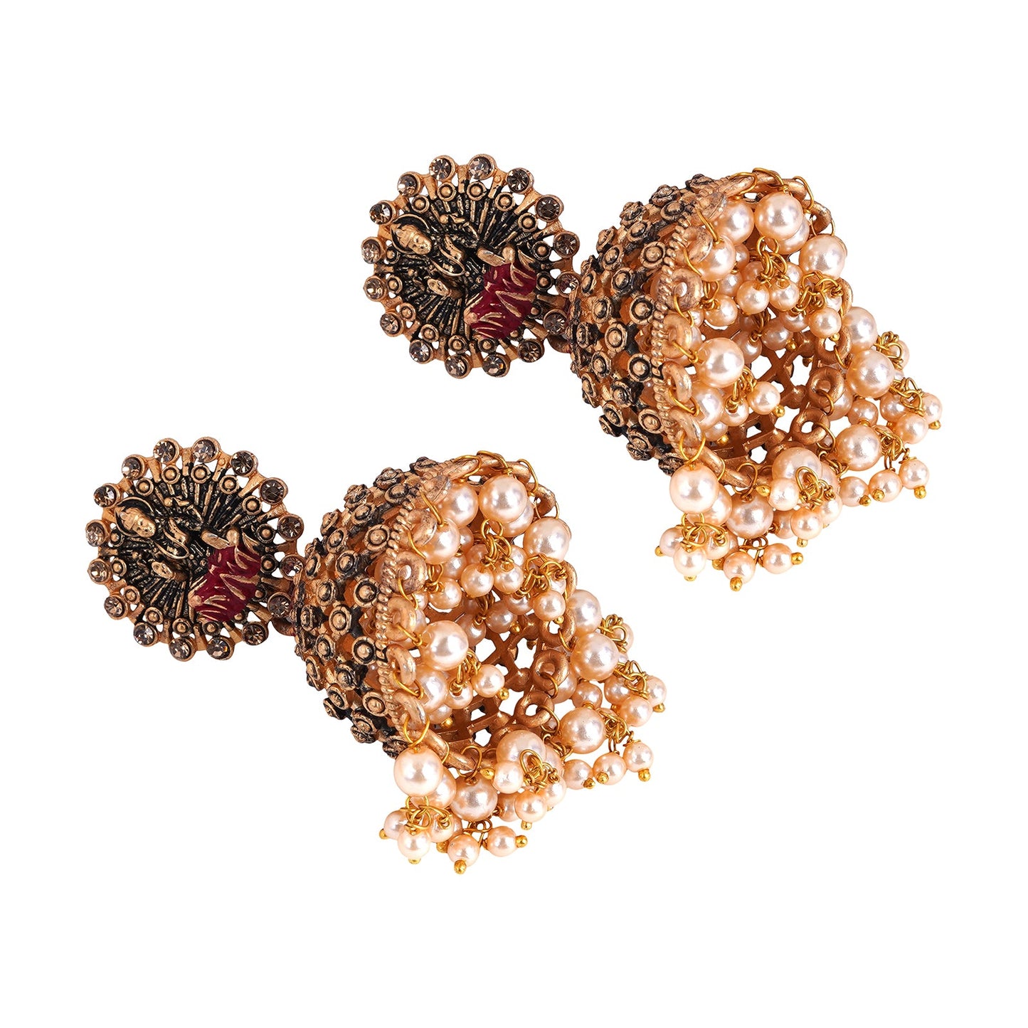 Teejh Chakriya  Pink Gold Enamel Earrings