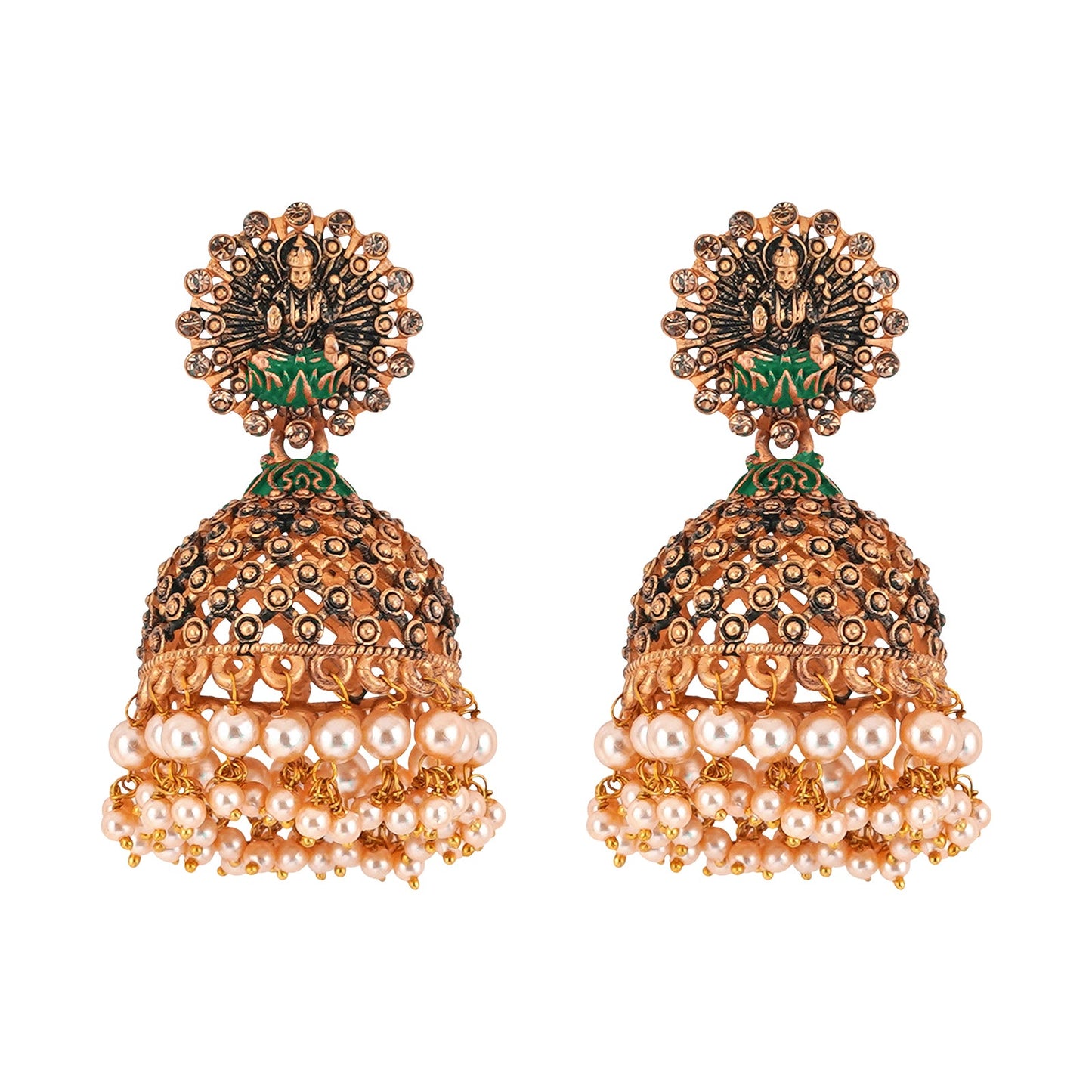Teejh Chakriya Green Gold Enamel Earrings