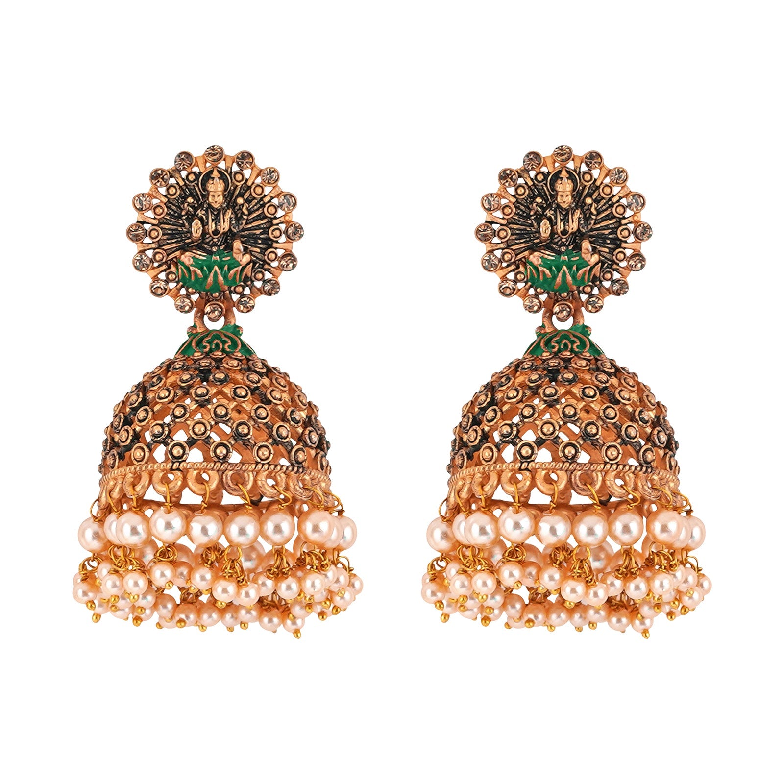 Teejh Chakriya Green Gold Enamel Earrings