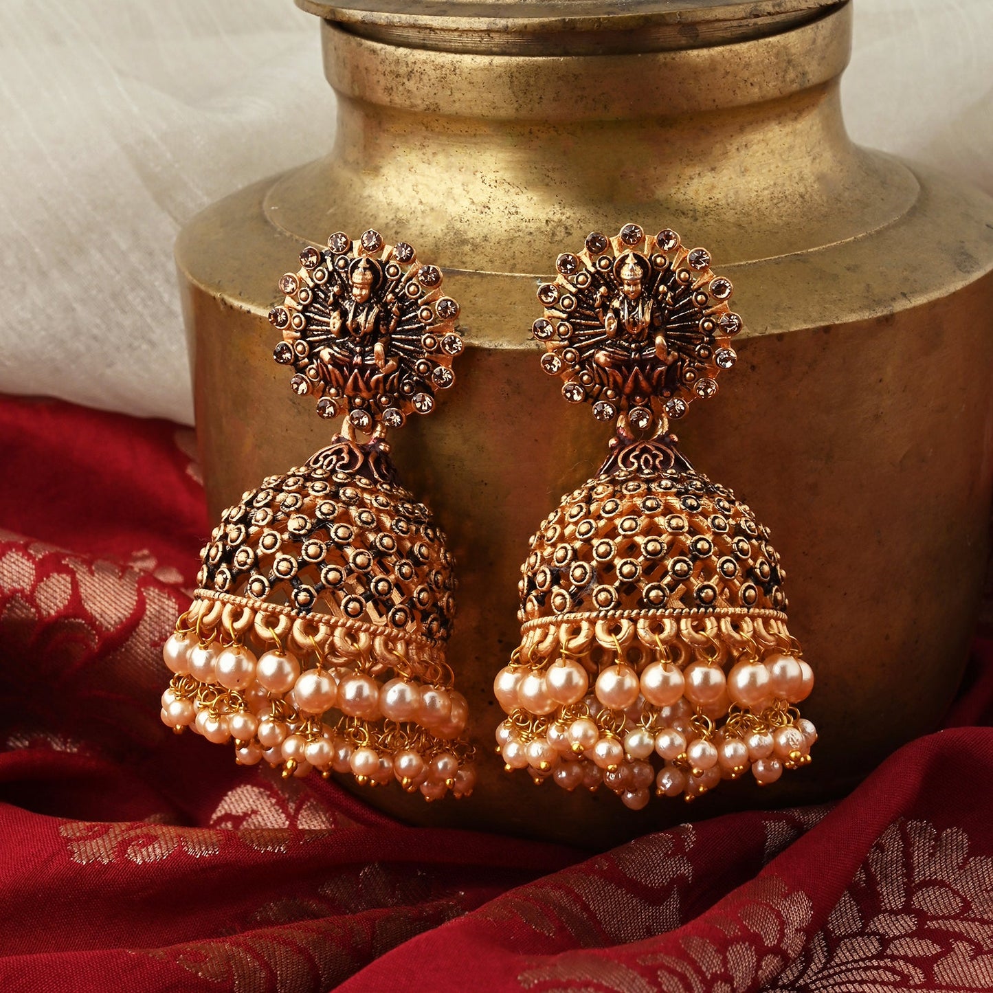 Teejh Chakriya Maroon Gold Enamel Earrings