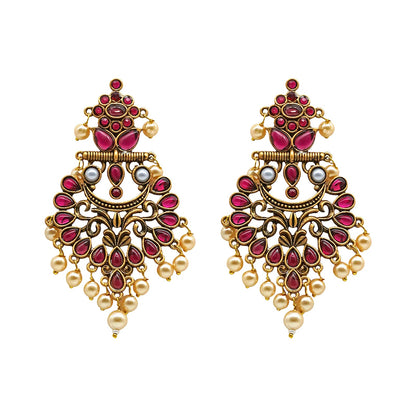 Teejh Saanchi Magenta Gold Enamel Earrings