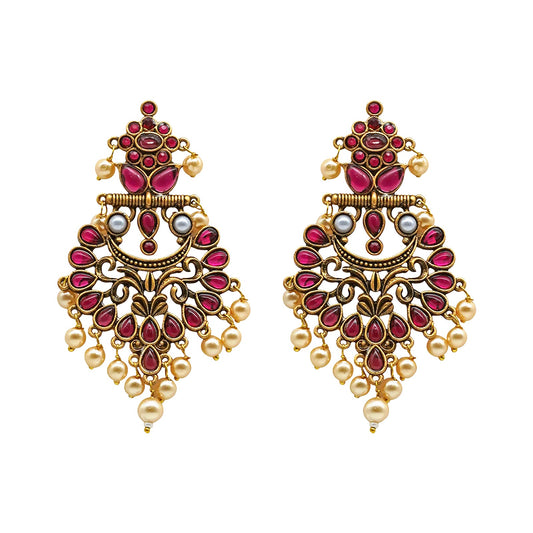 Teejh Saanchi Magenta Gold Enamel Earrings