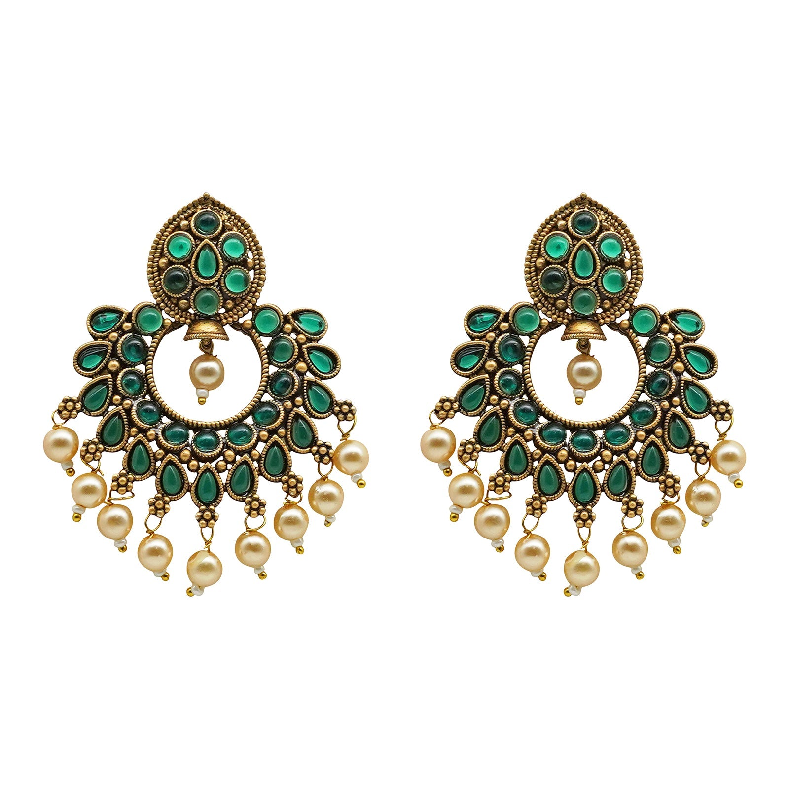 Teejh Ira Dark Green Gold Enamel Earrings