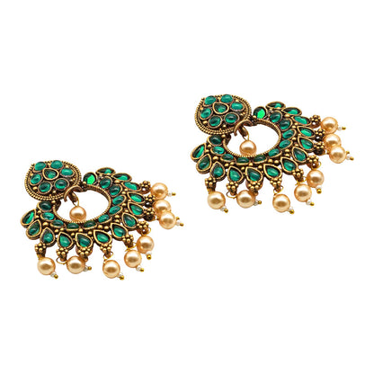 Teejh Ira Dark Green Gold Enamel Earrings