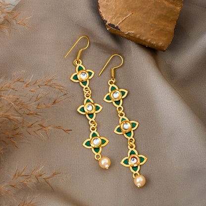 Teejh Tvarita Dark Green Gold Earring