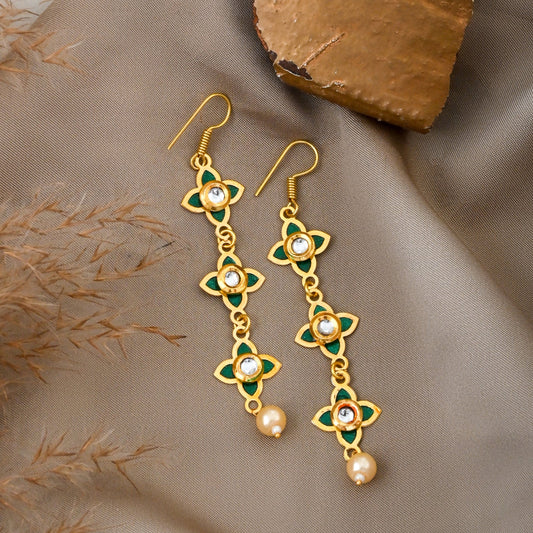 Teejh Tvarita Dark Green Gold Earring