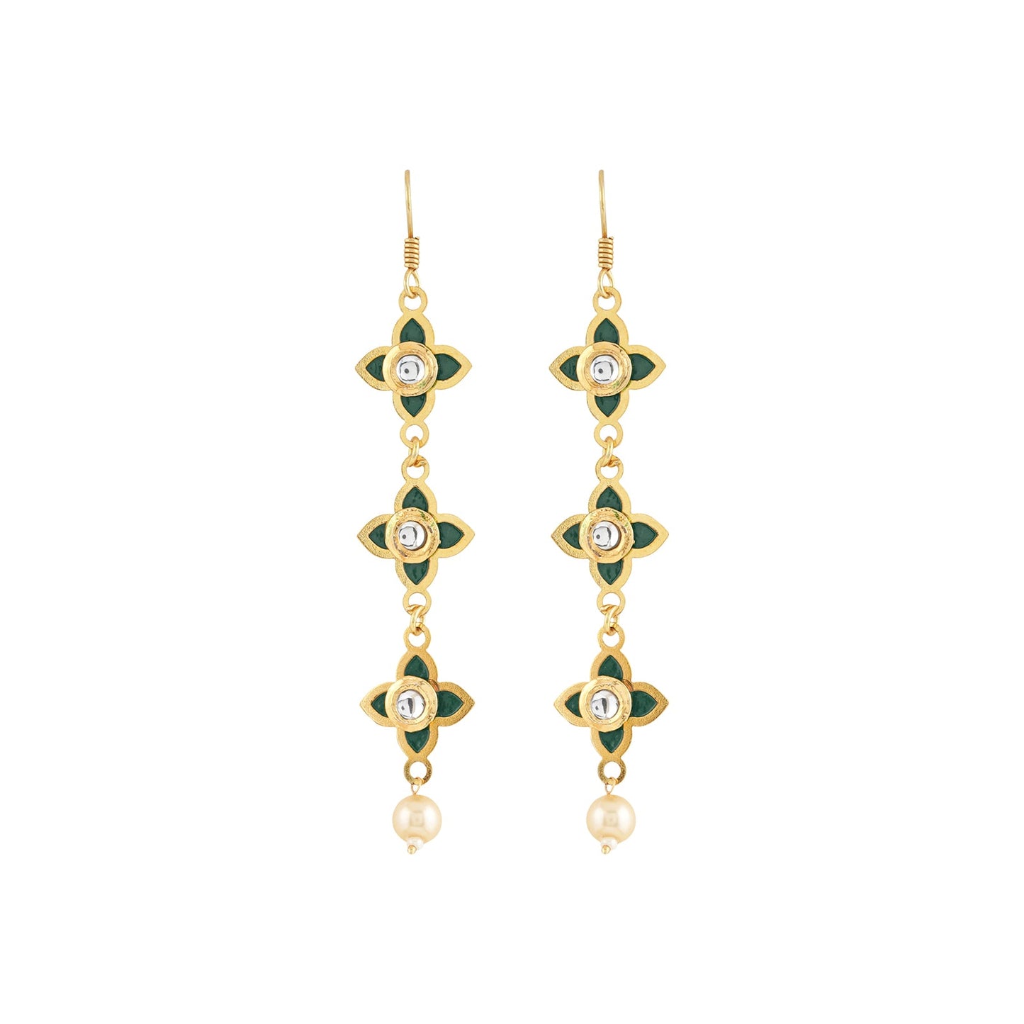 Teejh Tvarita Dark Green Gold Earring