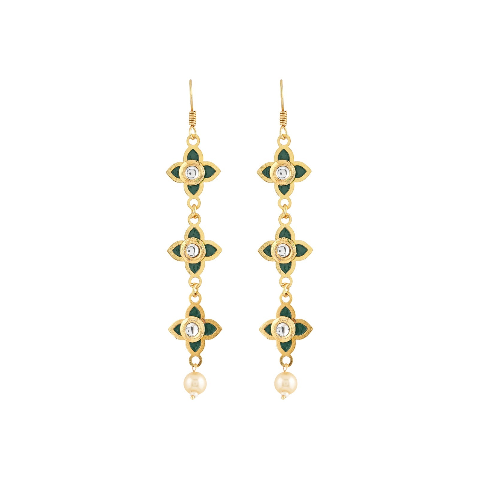 Teejh Tvarita Dark Green Gold Earring