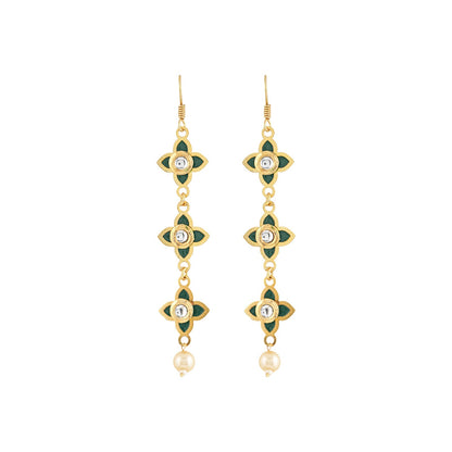 Teejh Tvarita Dark Green Gold Earring