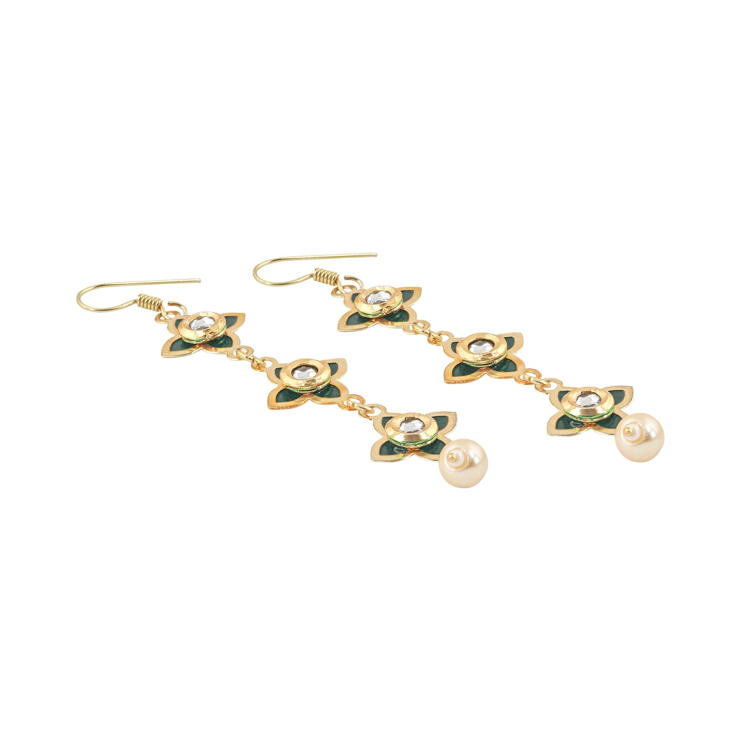 Teejh Tvarita Dark Green Gold Earring