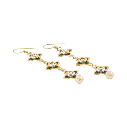 Teejh Tvarita Dark Green Gold Earring