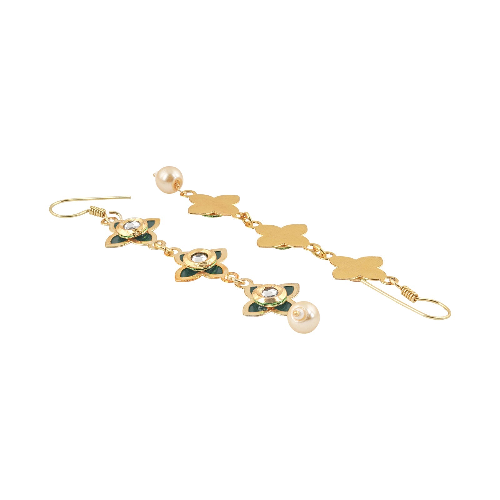 Teejh Tvarita Dark Green Gold Earring