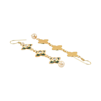Teejh Tvarita Dark Green Gold Earring