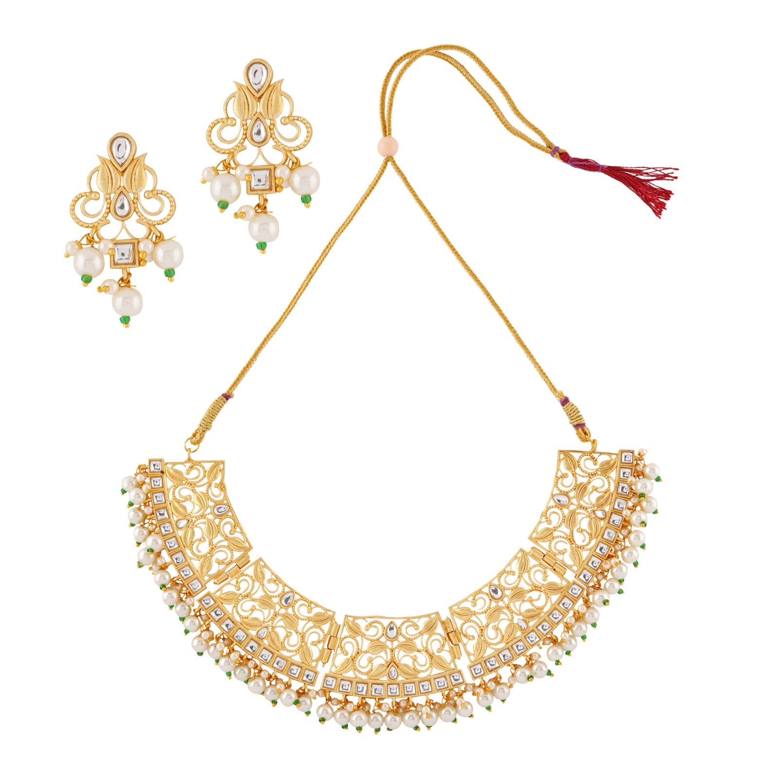 Teejh Revika Pearl and Gold Necklace Set