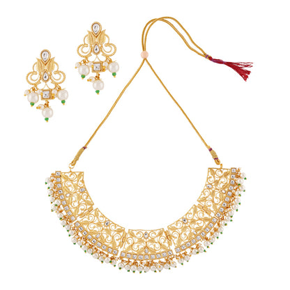 Teejh Revika Pearl and Gold Necklace Set