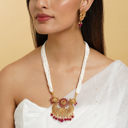 Teejh Holkar Gold Ruby Necklace Set