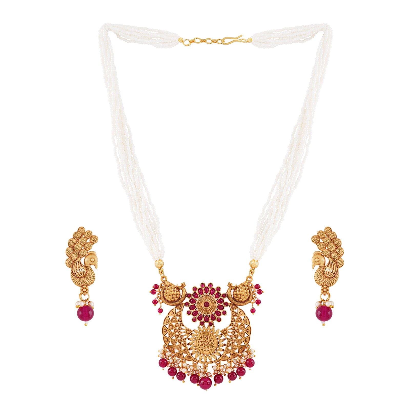 Teejh Holkar Gold Ruby Necklace Set