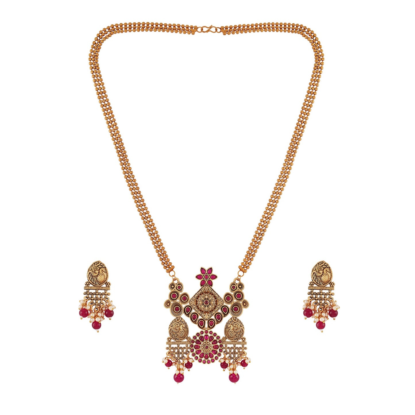Teejh Kanvi Gold Ruby Necklace Set