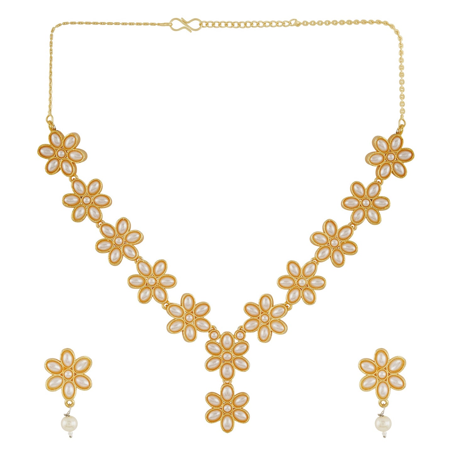 Kriya Gold  Oxidised Pearl Necklace Set