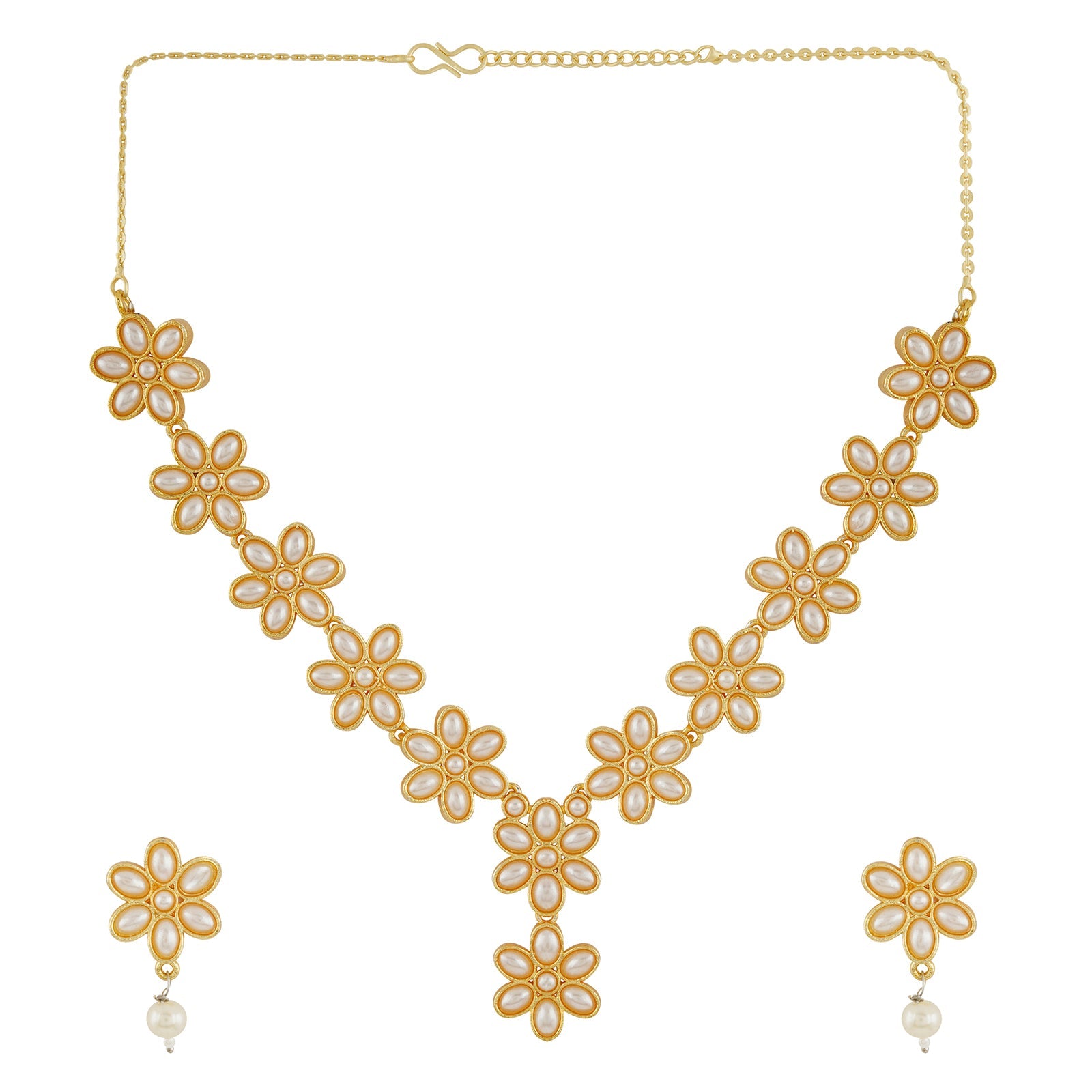 Kriya Gold  Oxidised Pearl Necklace Set