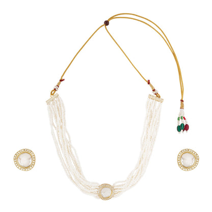 Teejh Jodha Light Gold Necklace Set