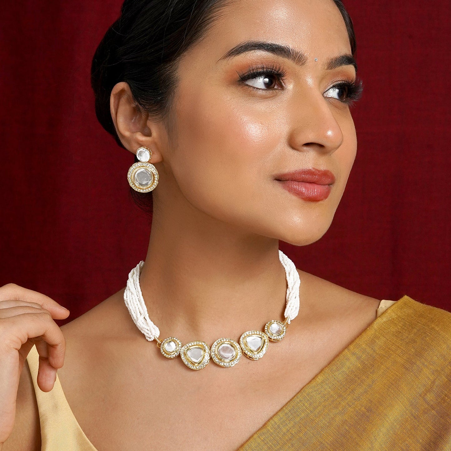 Teejh Bandhan Light Gold Necklace Set