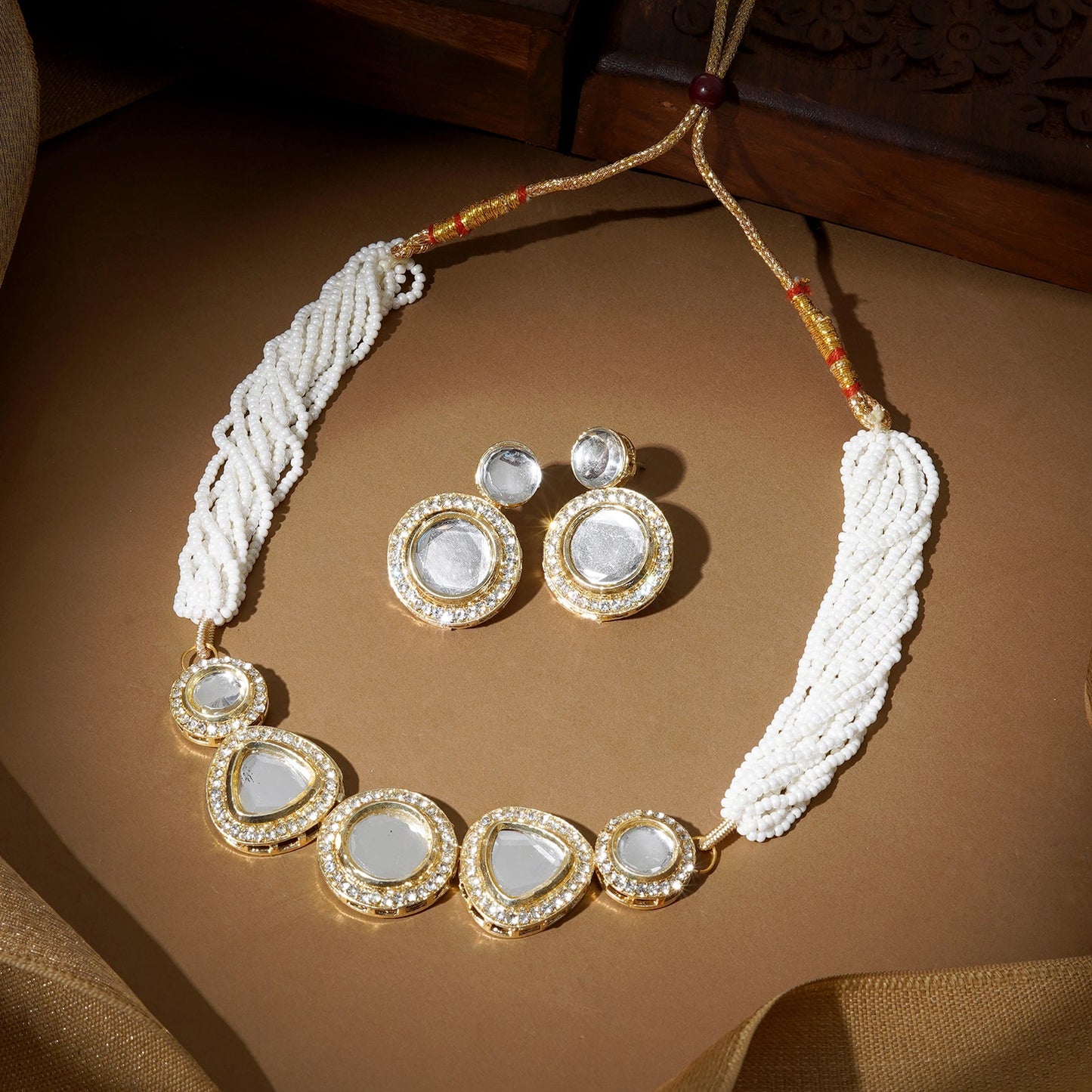 Teejh Bandhan Light Gold Necklace Set