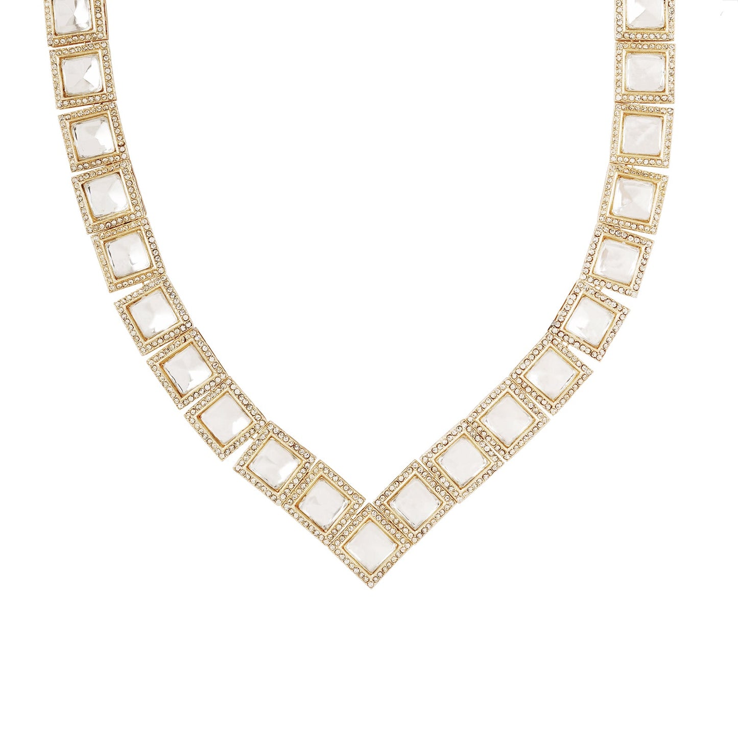 Teejh Moksha Light Gold Uncut Stone Necklace Set
