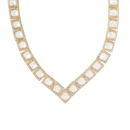 Teejh Moksha Light Gold Uncut Stone Necklace Set