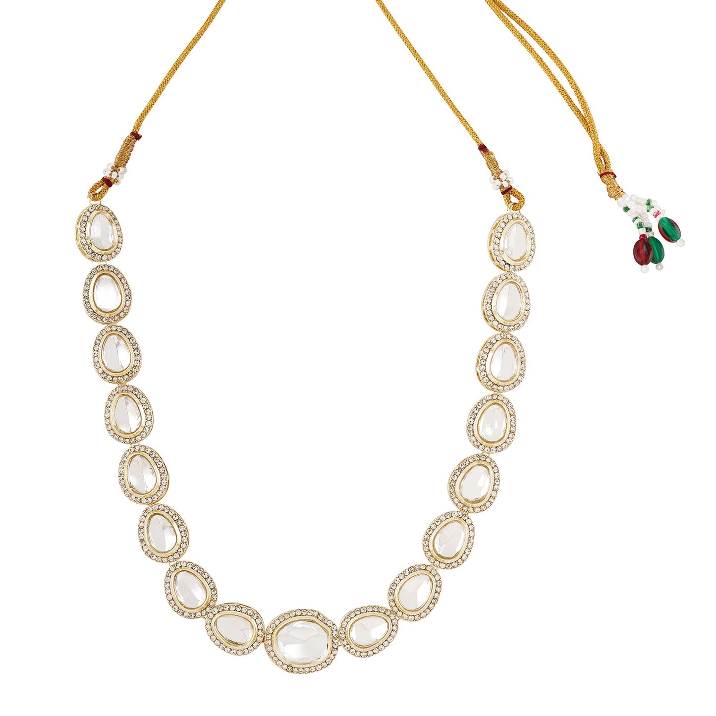 Teejh Heer Light Gold Uncut Stone Necklace Set